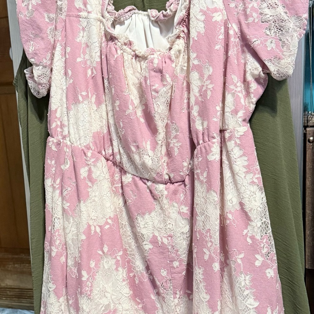 Pink and White Lace Dress